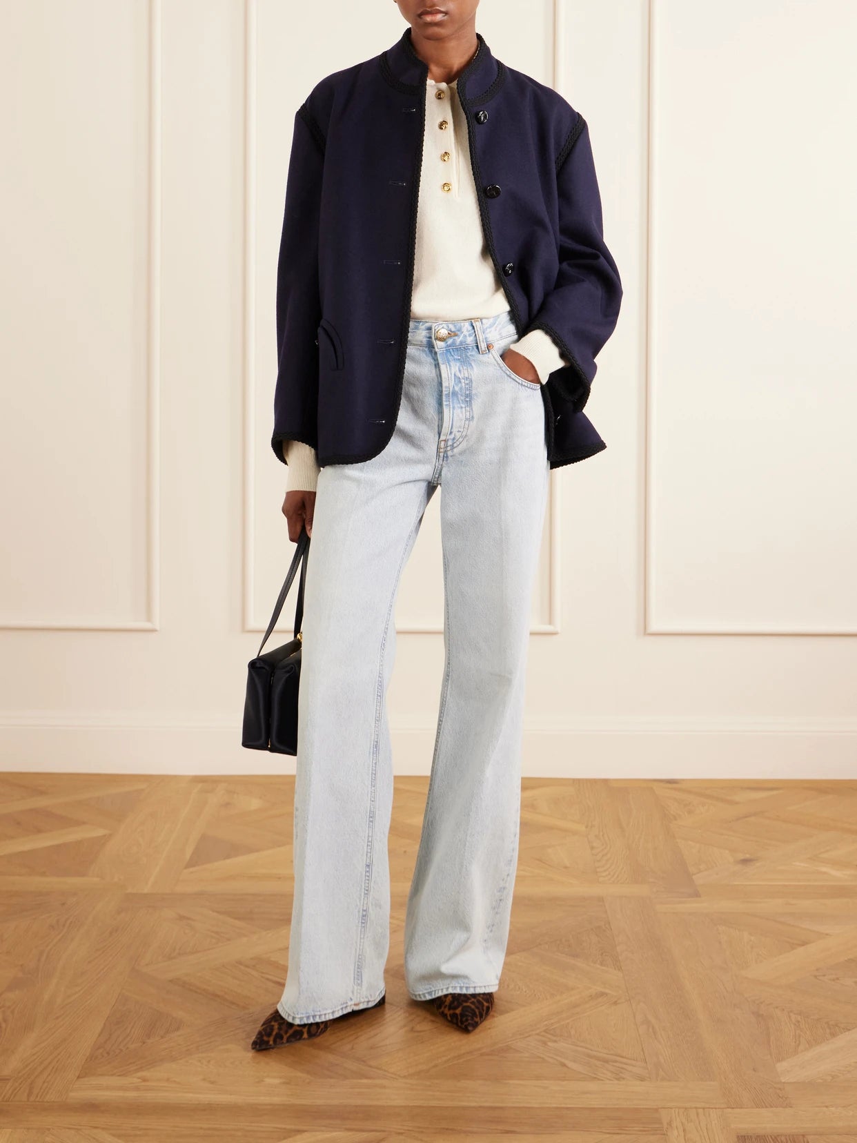 Image of Coats & Jackets. Product name - Nitak Curly Virgin Wool Coat in Navy colour by brand - BLAZÉ Milano