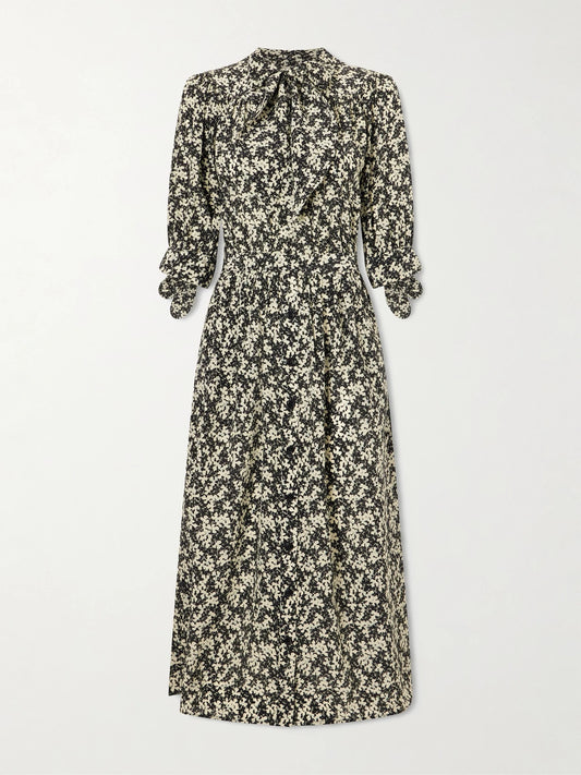 Lala Patterned Silk-crepe Midi Dress