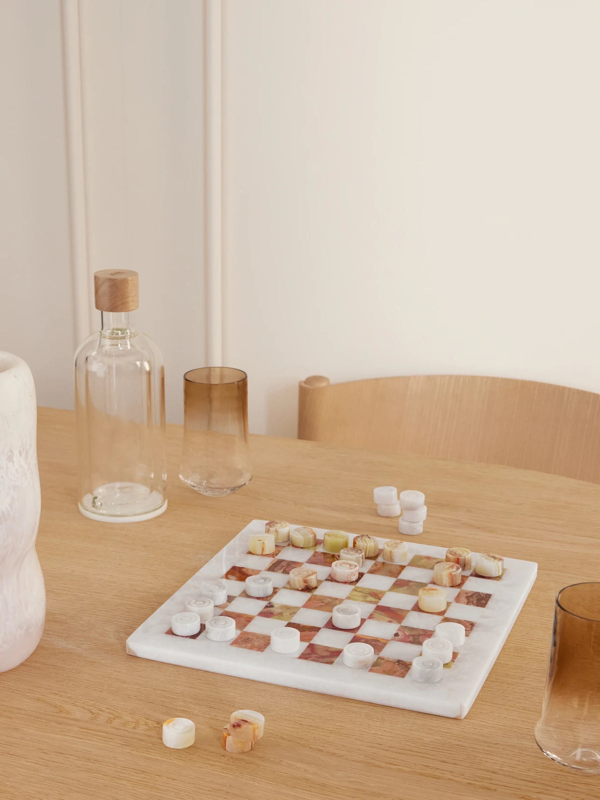 Image of Decor. Product name - Onyx Checkers Set in White colour by brand - Jia Jia Home