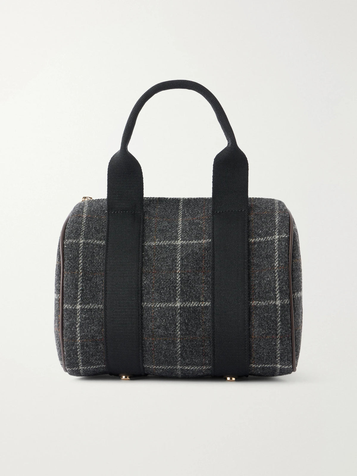 RUE de VERNEUIL Périple Checked Webbing And Leather-trimmed Wool-tweed Tote
