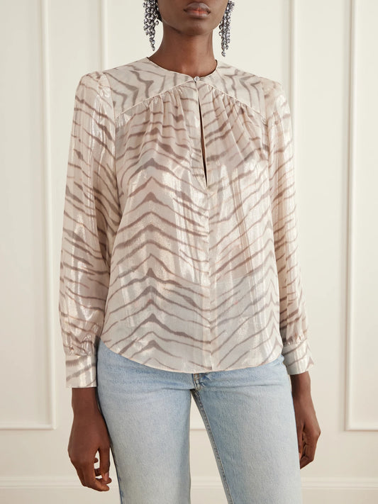 ISABEL MARANT Farali Animal-print Lurex Silk-blend Shirt