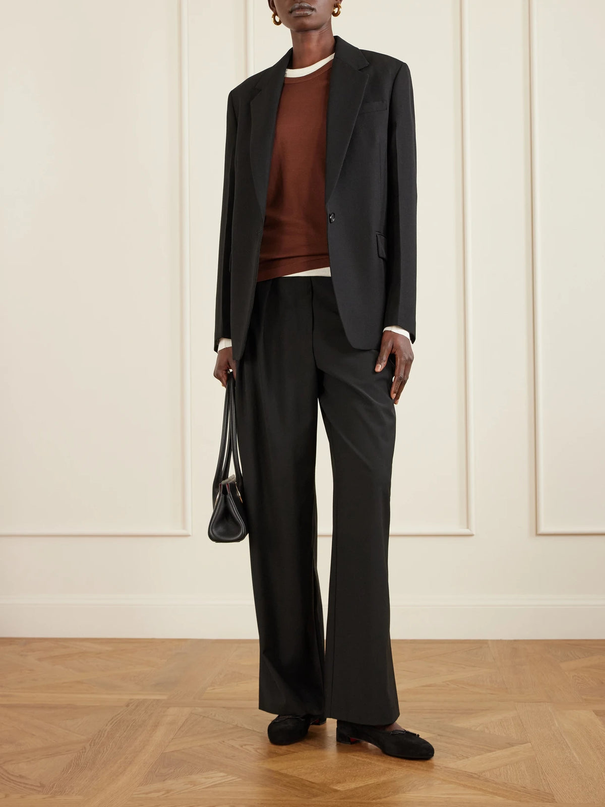 Image of Flats. Product name - Sweetie Jane Suede Ballet Flats in Black colour by brand - Christian Louboutin
