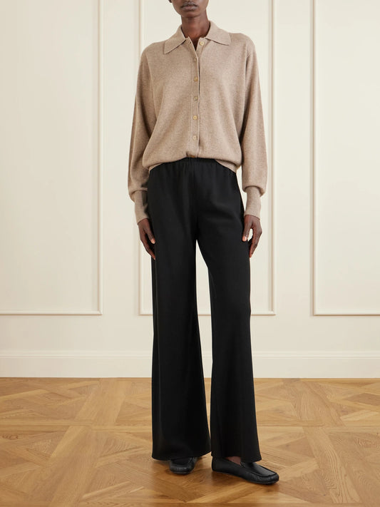 Image of Flats. Product name - Leo Textured-leather Loafers in Black colour by brand - The Row
