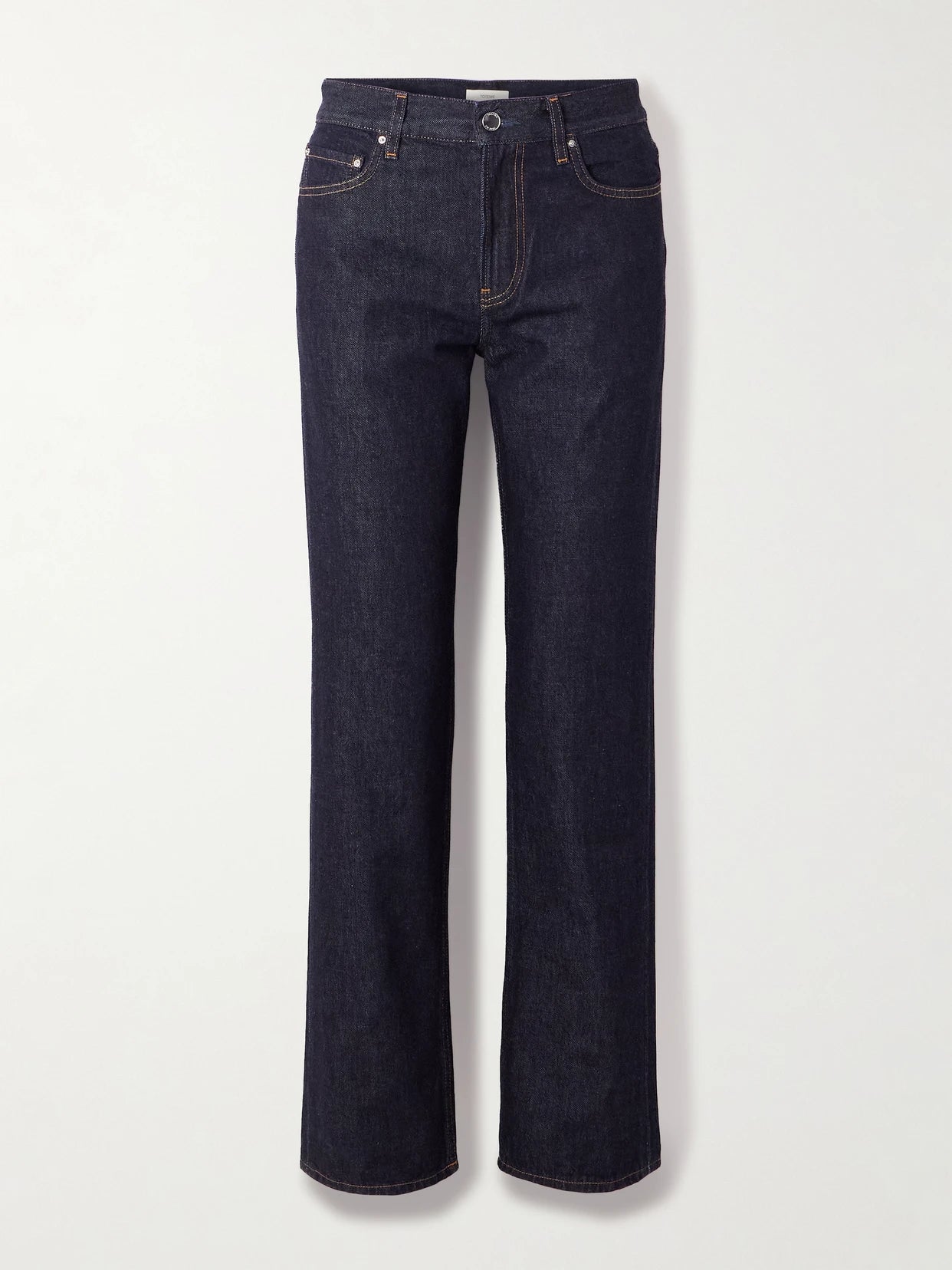 Image of Jeans. Product name - Low-rise Straight-leg Organic Jeans in Indigo colour by brand - TOTEME