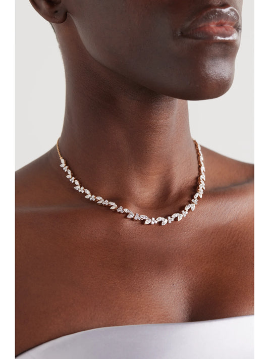 Image of Necklaces. Product name - 18-karat Gold Diamond Choker in Multi colour by brand - Kamyen