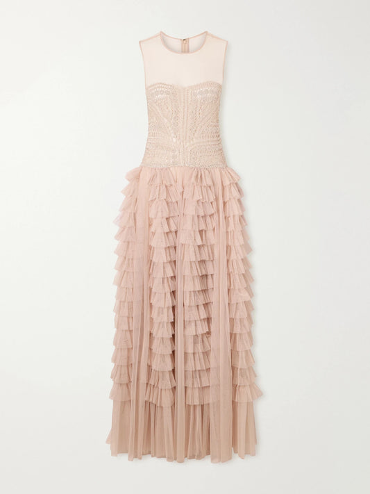 Ulla Johnson Orla Crochet-knit And Tulle Gown