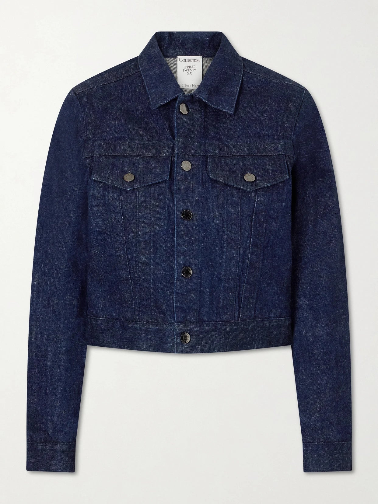 Image of Coats & Jackets. Product name - Lynette Wool-denim Jacket in Dark denim colour by brand - Calvin Klein Collection