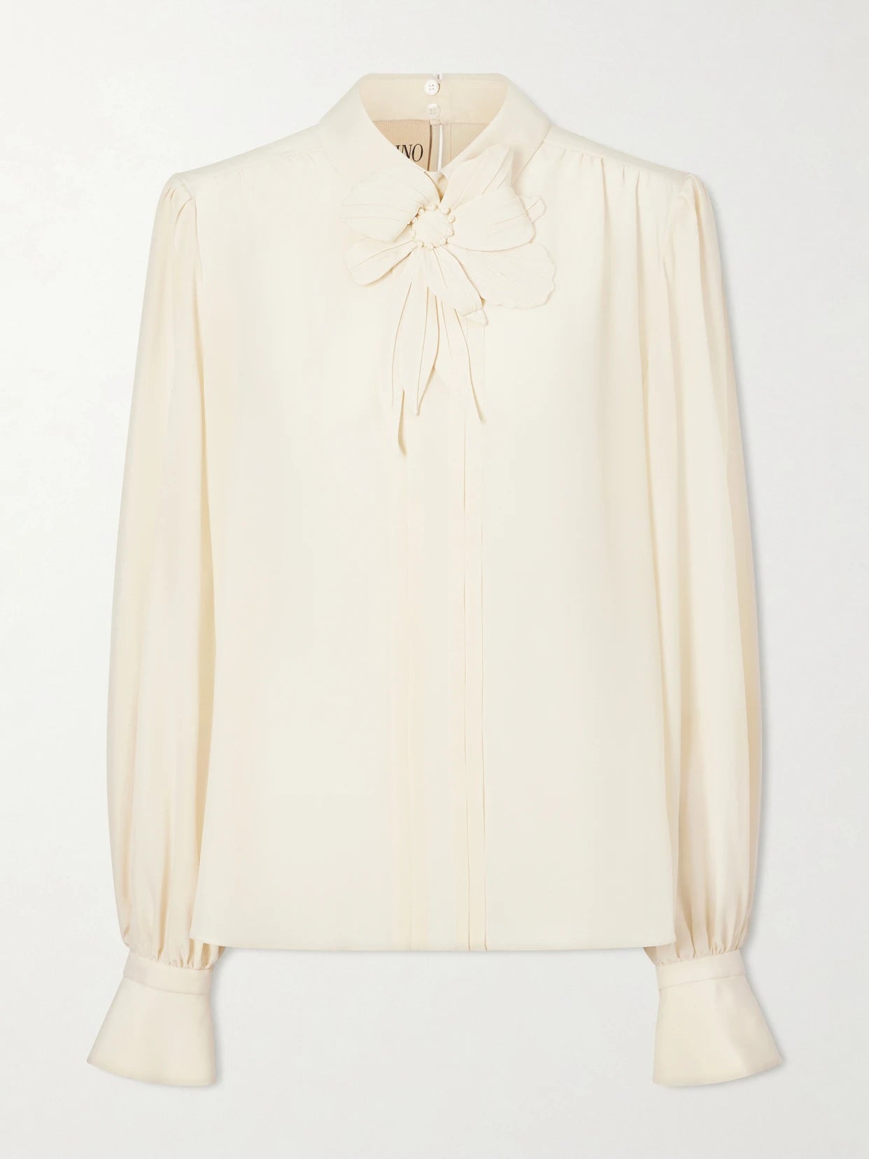 Bow-embellished Silk-crepe De Chine Blouse