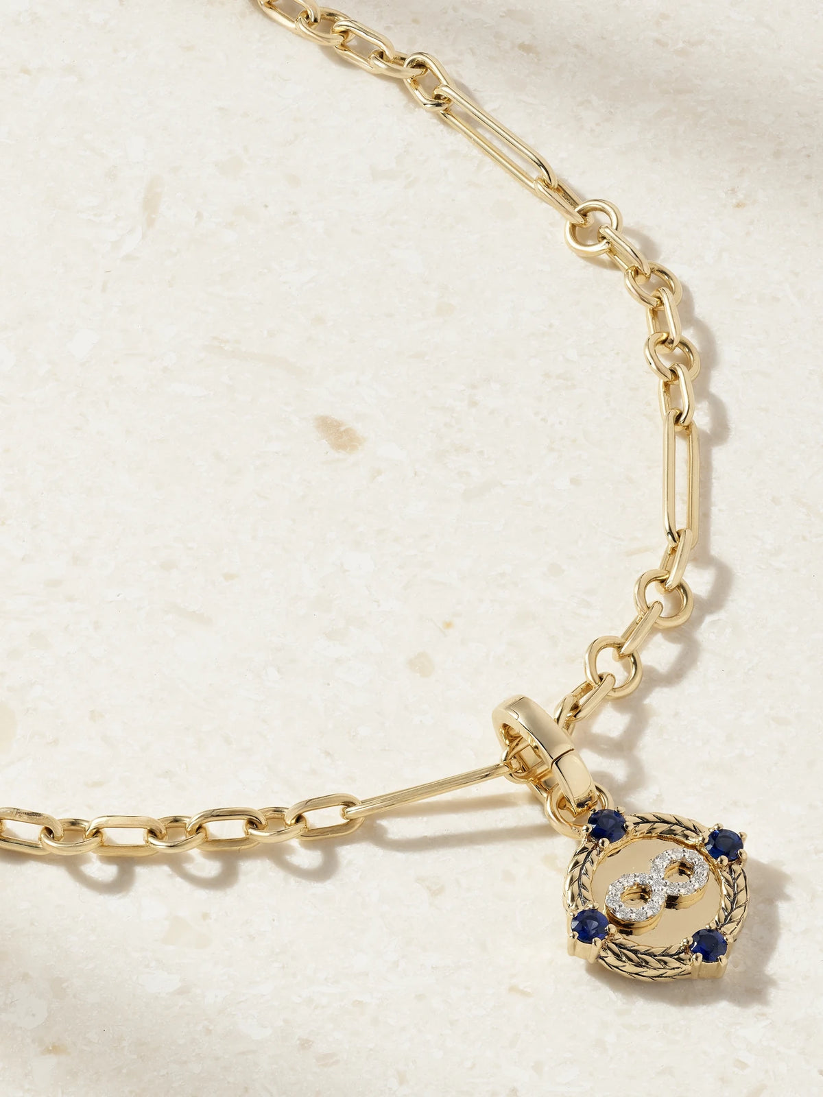 Infinite Gratitude + Fine Mixed Clip 18-karat Gold Diamond And Sapphire Necklace