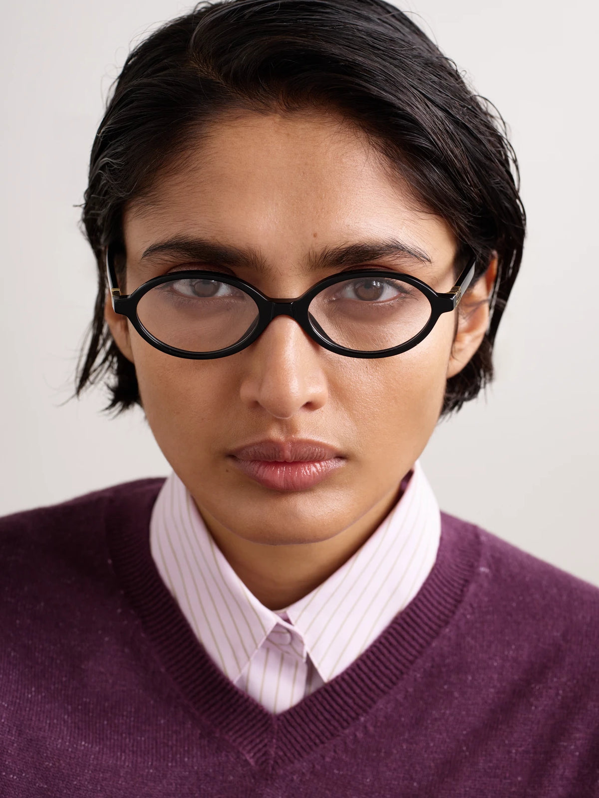 Image of Accessories. Product name - Oval-frame Acetate Optical Glasses in Black colour by brand - Miu Miu Eyewear