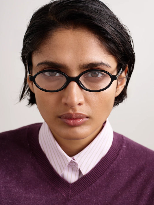 Image of Accessories. Product name - Oval-frame Acetate Optical Glasses in Black colour by brand - Miu Miu Eyewear