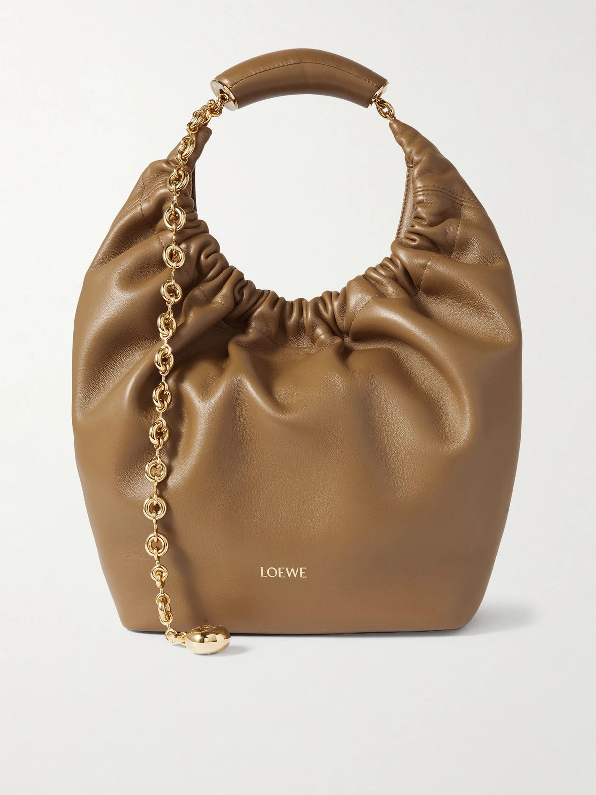 Squeeze Small Chain-embellished Gathered Leather Shoulder Bag
