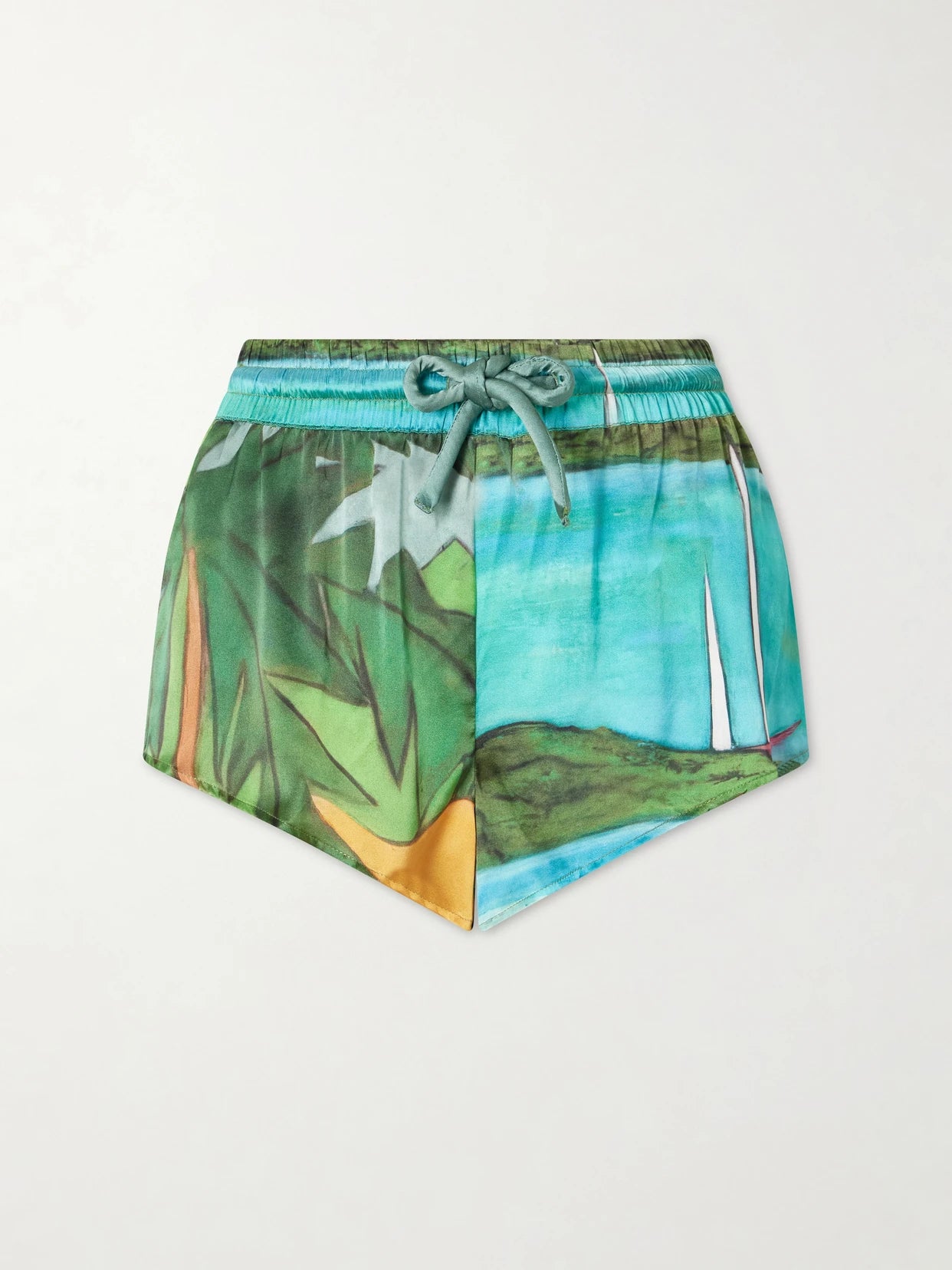Magdalena Printed Silk-blend Satin Mini Shorts