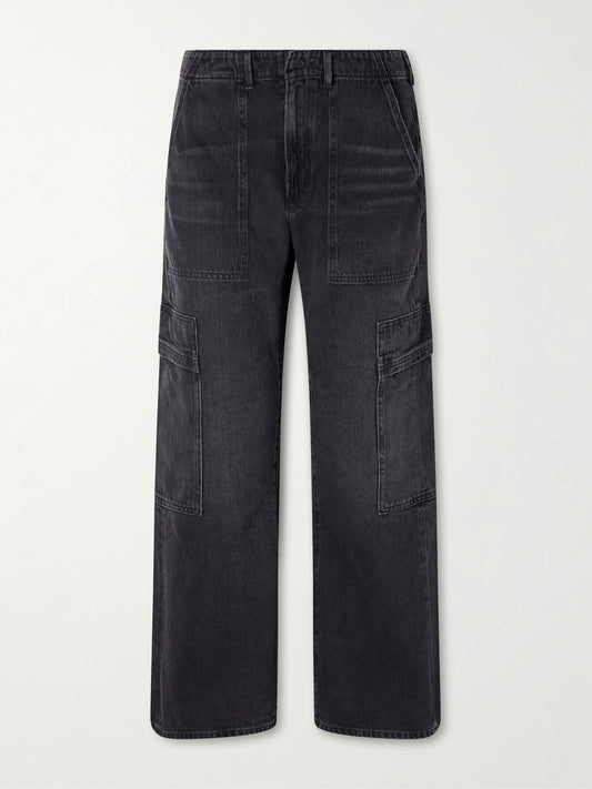 Image of Jeans. Product name - Sienna Relaxed Utility Flared Jeans in Black colour by brand - Citizens of Humanity