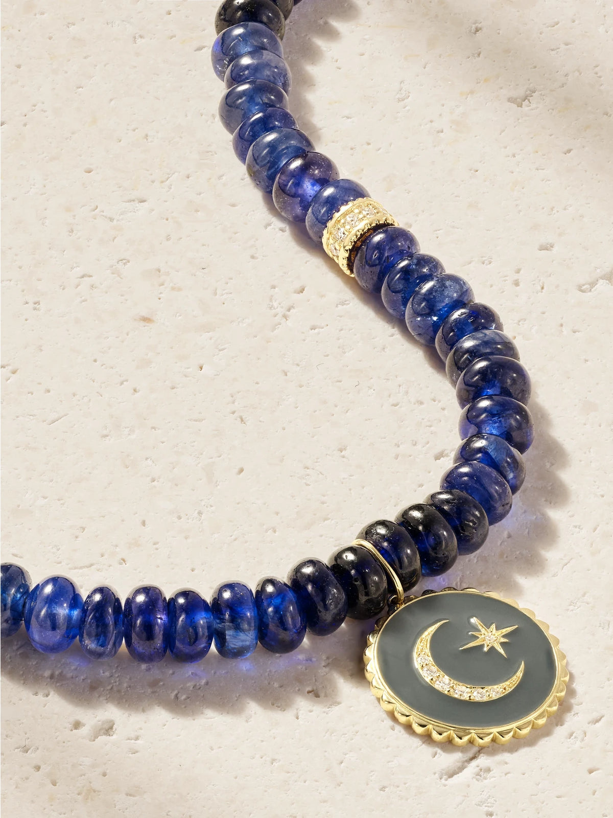 Celestial 14-karat Gold, Sapphire, Diamond And Enamel Necklace