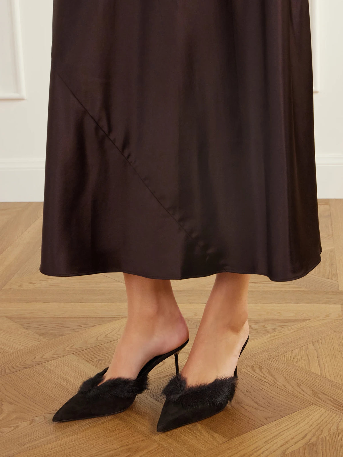 Paris Texas Lidia 70 Calf Hair-trimmed Suede Mules