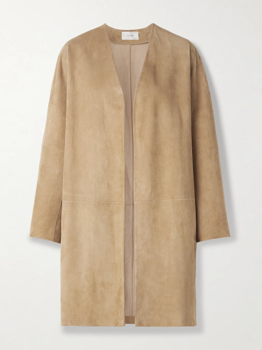 Image of Coats & Jackets. Product name - Alarico Suede Coat in Beige colour by brand - The Row