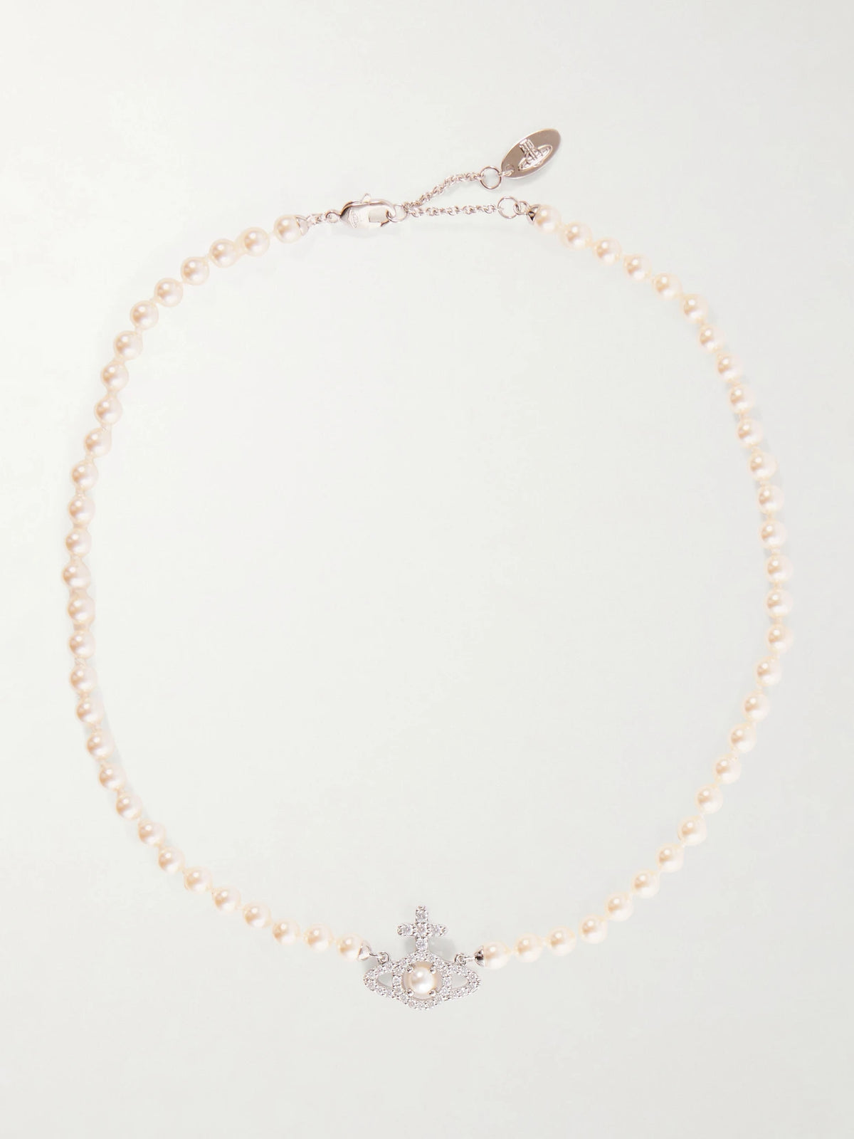 Olympia Platinum, Quartz And Pearl Necklace