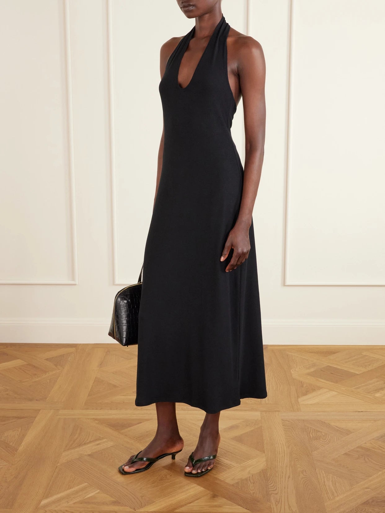 Image of Dresses. Product name - Lauren Stretch-knit Maxi Dress in Black colour by brand - LESET