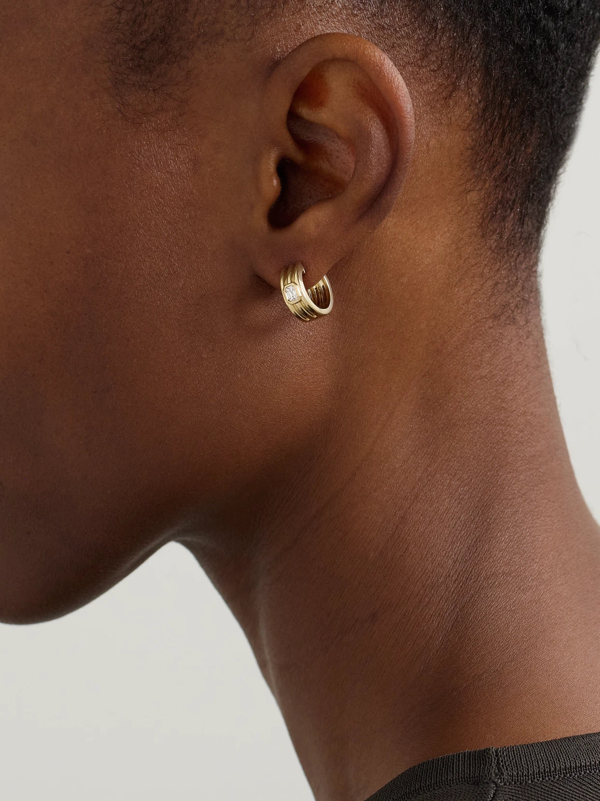 Image of Earrings. Product name - Trio Ridge 14-karat Gold Diamond Hoop Earrings in Multi colour by brand - STONE AND STRAND