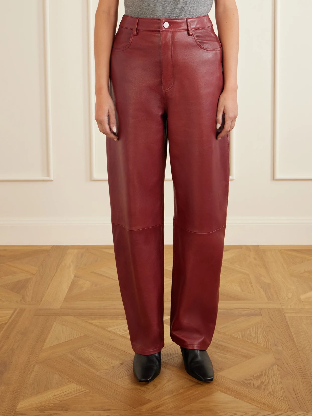 Leather Wide-leg Pants