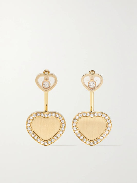 Chopard Happy Hearts 18-karat Gold Diamond Earrings