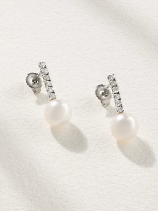 18-karat White Gold, Pearl And Diamond Earrings