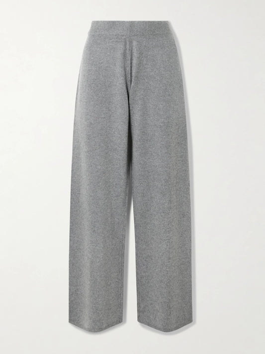 Image of Sleepwear & Loungewear. Product name - Cashmere Wide-leg Pants in Dark Heather Gray colour by brand - SKIMS