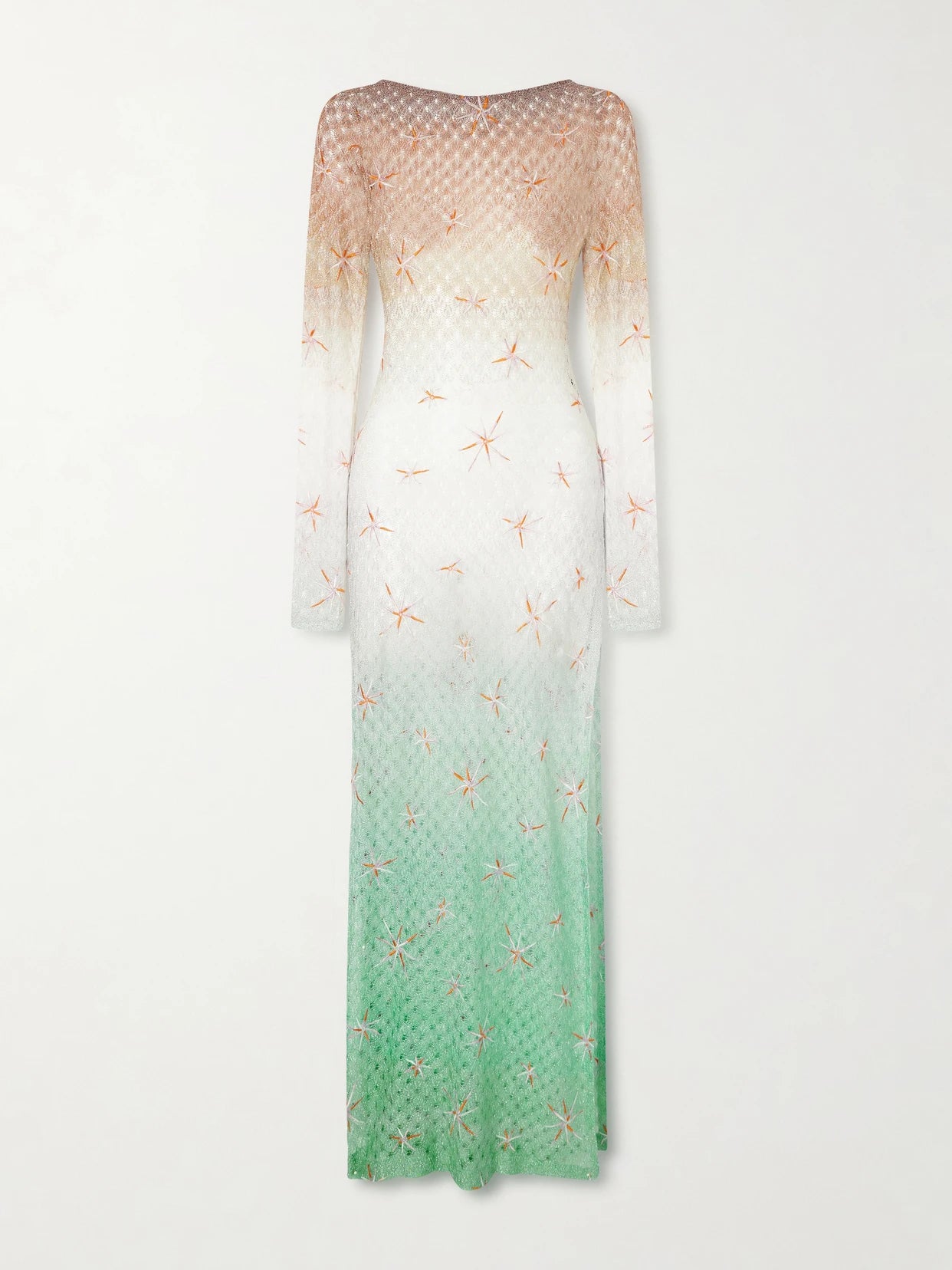 Open-back Dégradé Embroidered Metallic Crochet-knit Maxi Dress