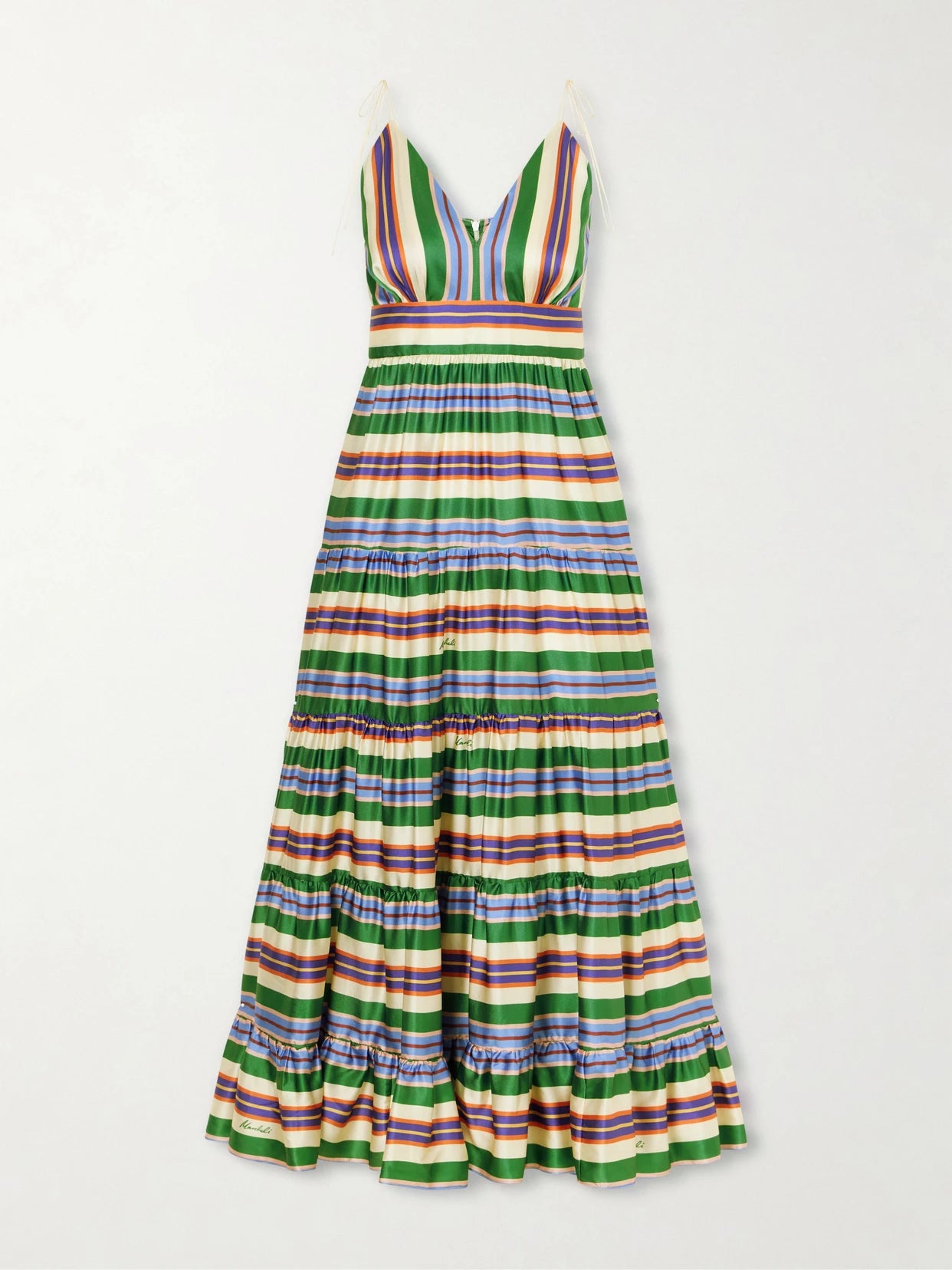 Allegra Tiered Striped Silk-blend Maxi Dress