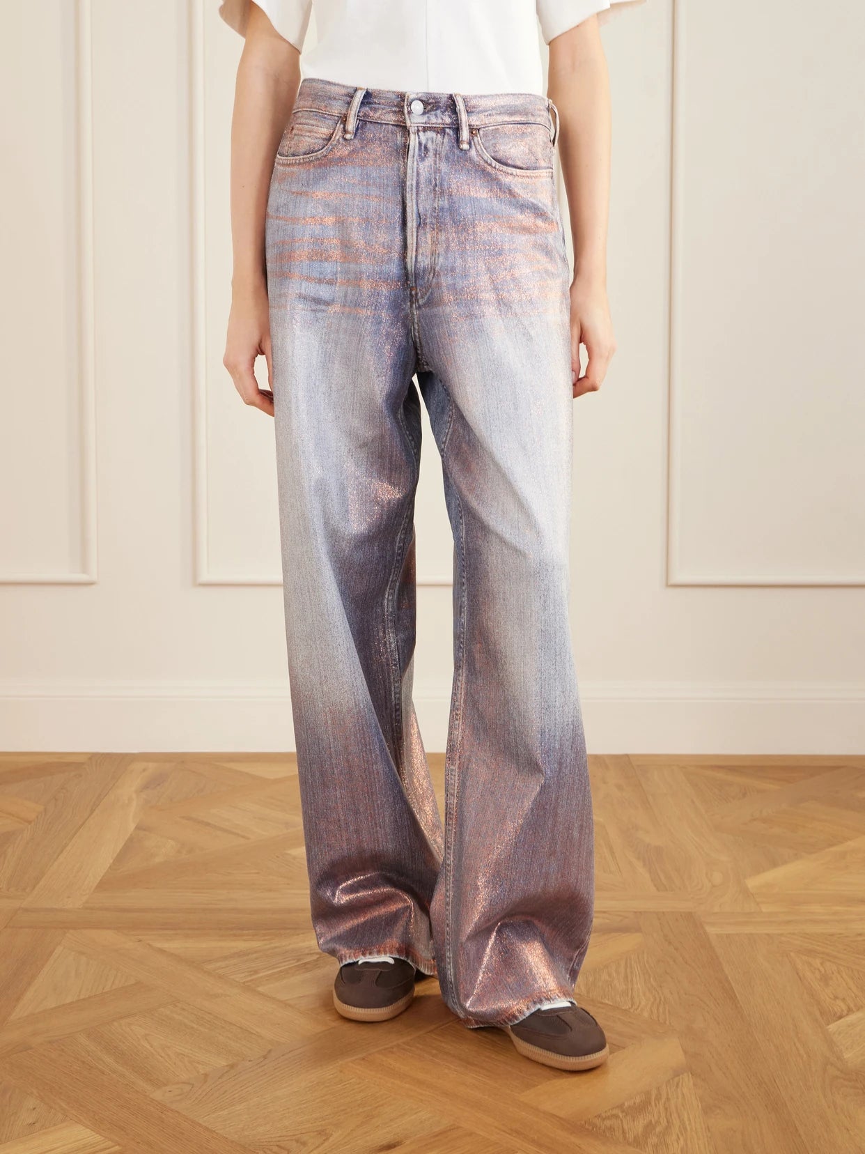 Glittered Wide-leg Pants