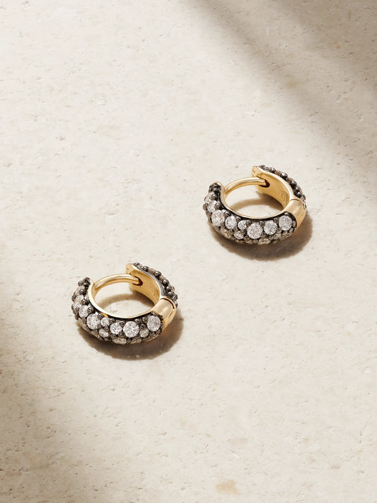 Chubby Rhodium-plated 14-karat Recycled Gold Diamond Hoop Earrings
