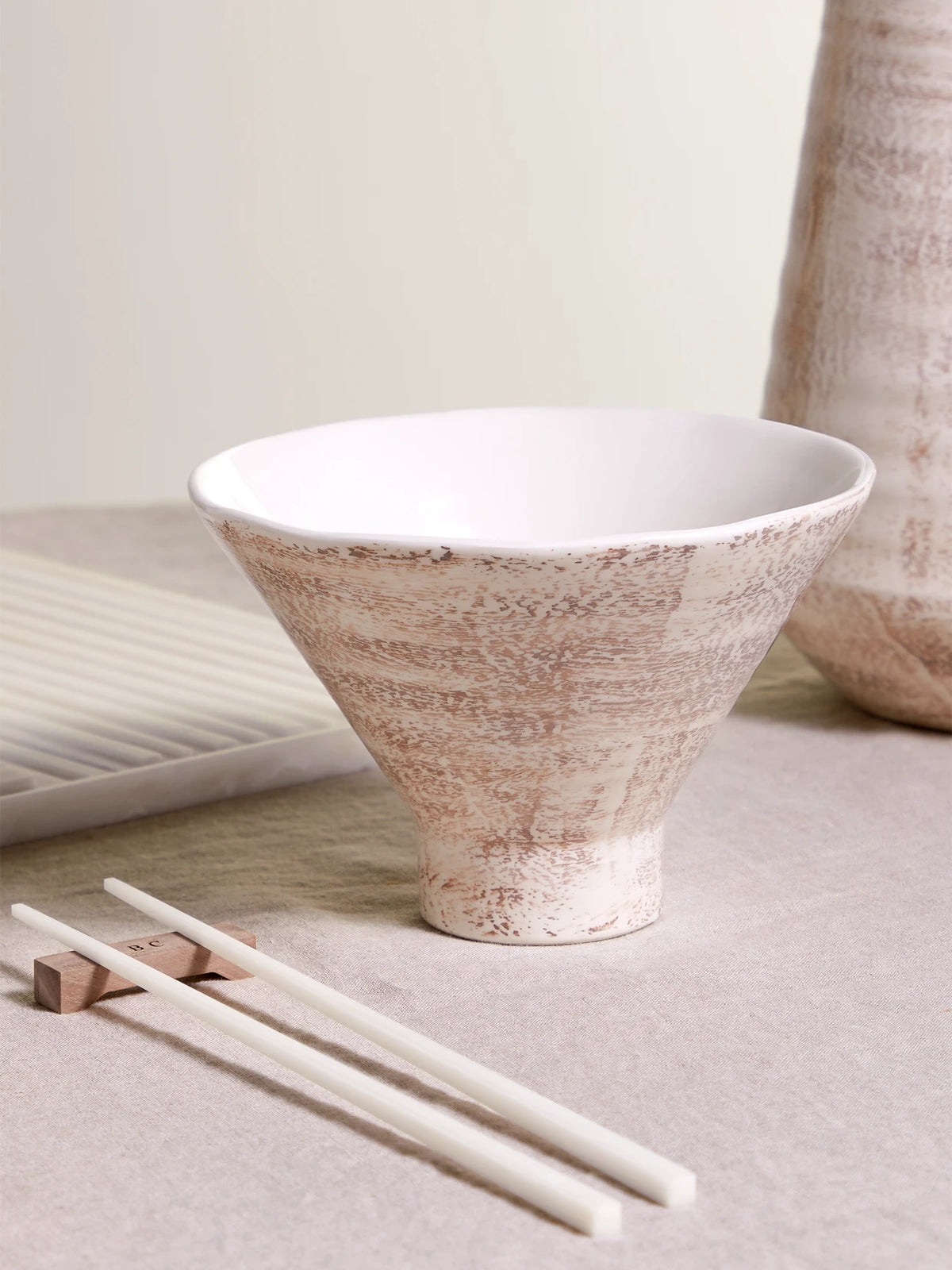 Image of Tableware. Product name - Glazed Ceramic Bowl in Off-white colour by brand - Brunello Cucinelli