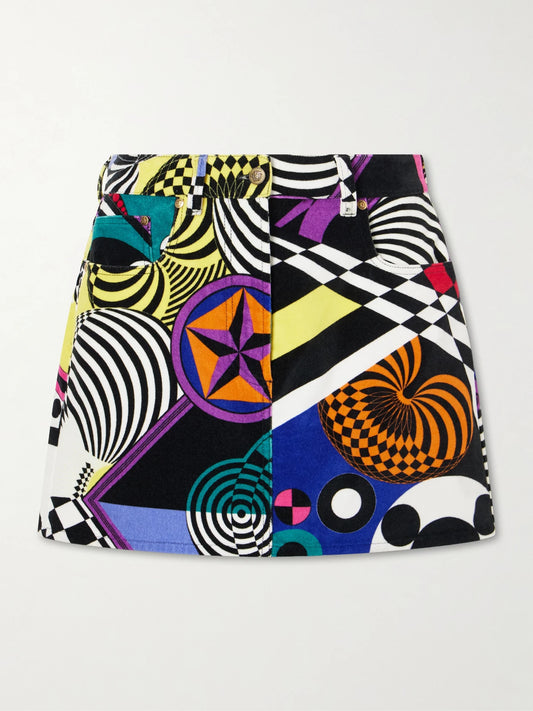 Versace Printed Cotton-velvet Mini Skirt