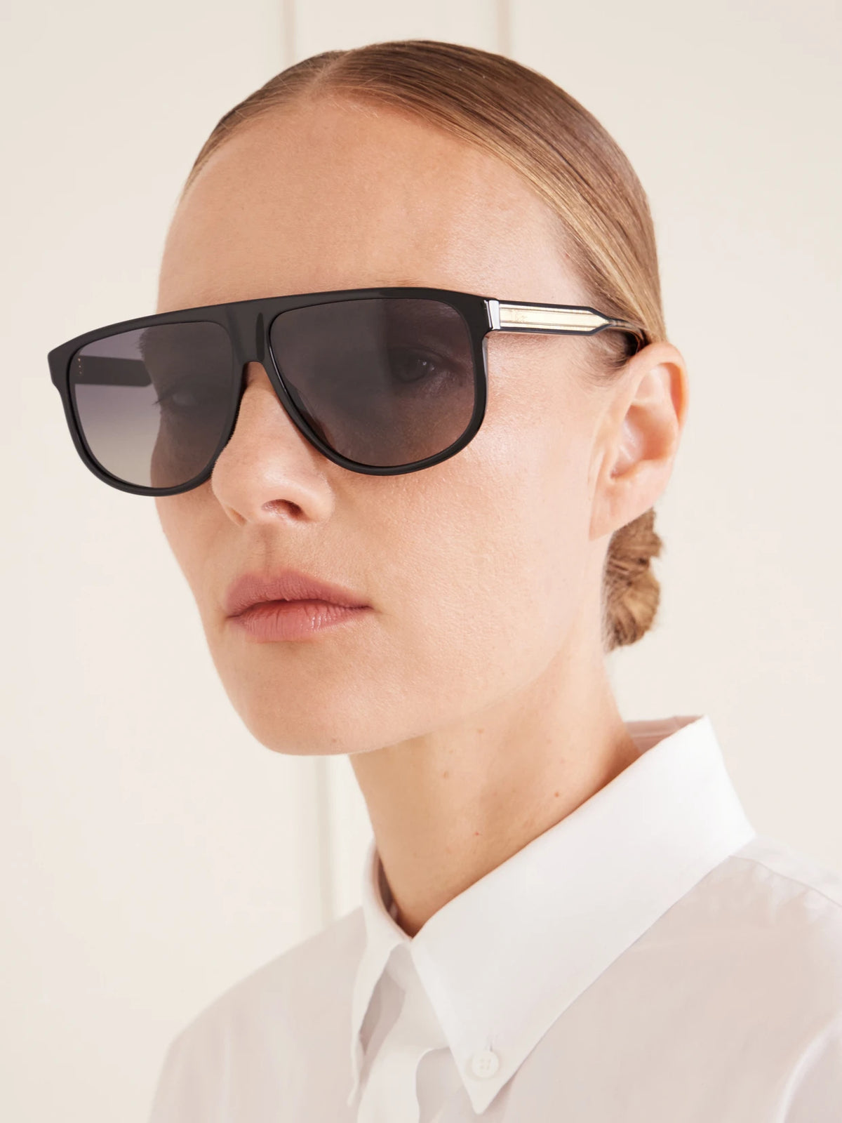 Image of Sunglasses. Product name - Dioribbon S3i Aviator-style Acetate And Gold-tone Metal Sunglasses in Black colour by brand - DIOR Eyewear