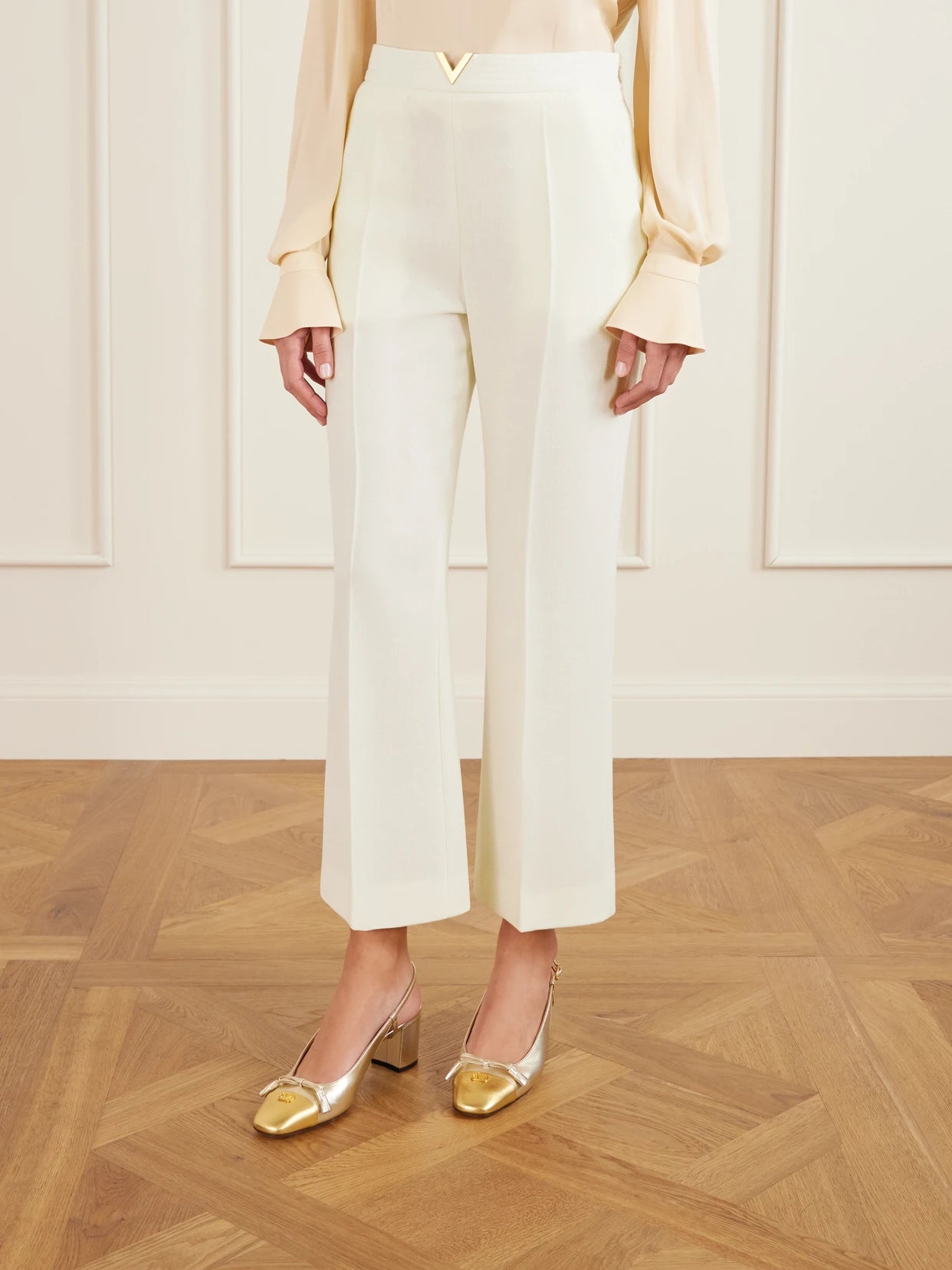 Embellished Wool Straight-leg Pants