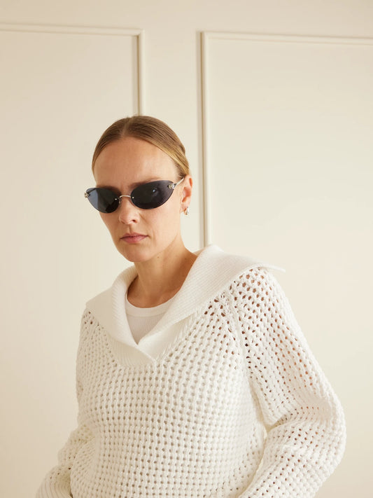 Image of Sunglasses. Product name - Panthère De Cartier Rimless Cat-eye Silver-tone Sunglasses in Multi colour by brand - Cartier Eyewear