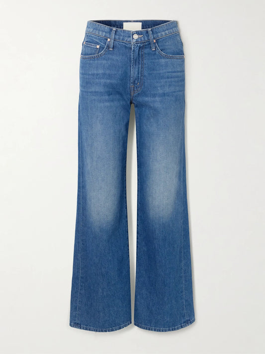 Image of Jeans. Product name - The Maven Skimp Mid-rise Straight-leg Jeans in Blue colour by brand - Mother