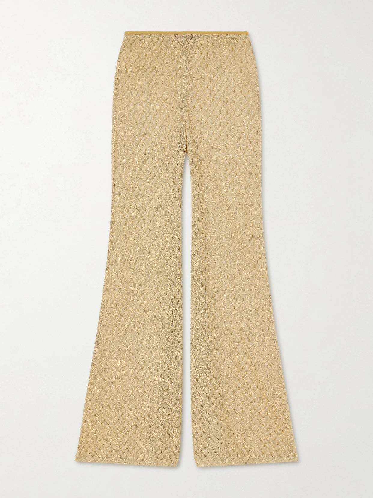 Metallic Crochet-knit Flared Pants
