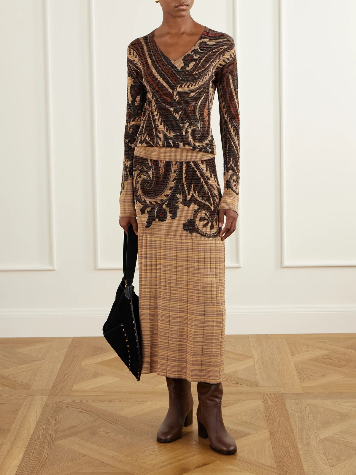 Image of Outfit Sets. Product name - Paisley Printed Knit Sweater in Multi colour by brand - Etro