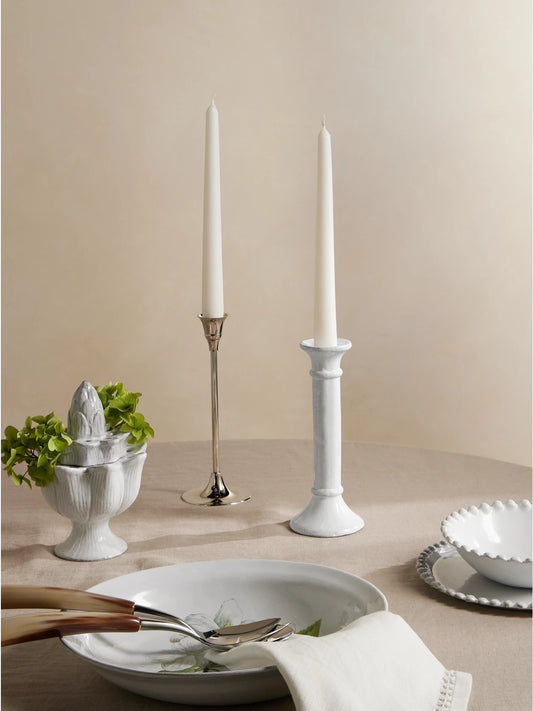 Image of Decor. Product name - Sobre Ceramic Candlestick in White colour by brand - Astier De Villatte