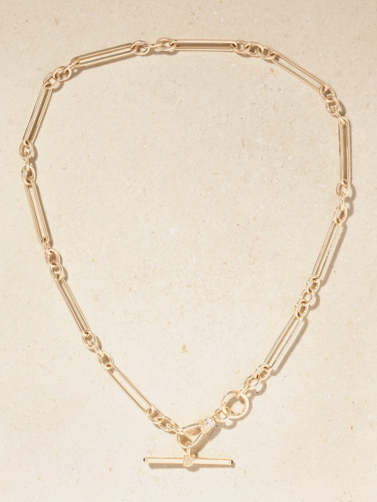 Trombone Albert Clip T-bar 14-karat Gold, Sapphire And Diamond Necklace