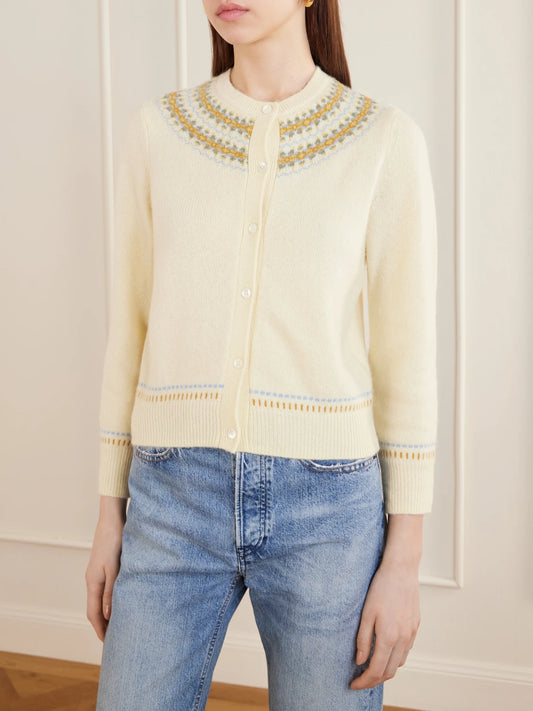 Olympe Jacquard-knit Wool-blend Cardigan