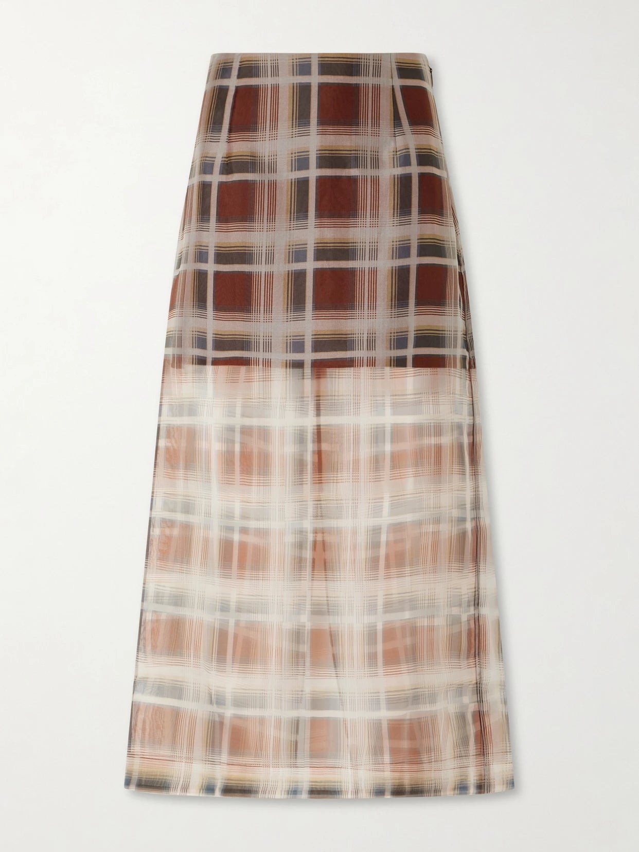 Checked Silk-organza Midi Skirt