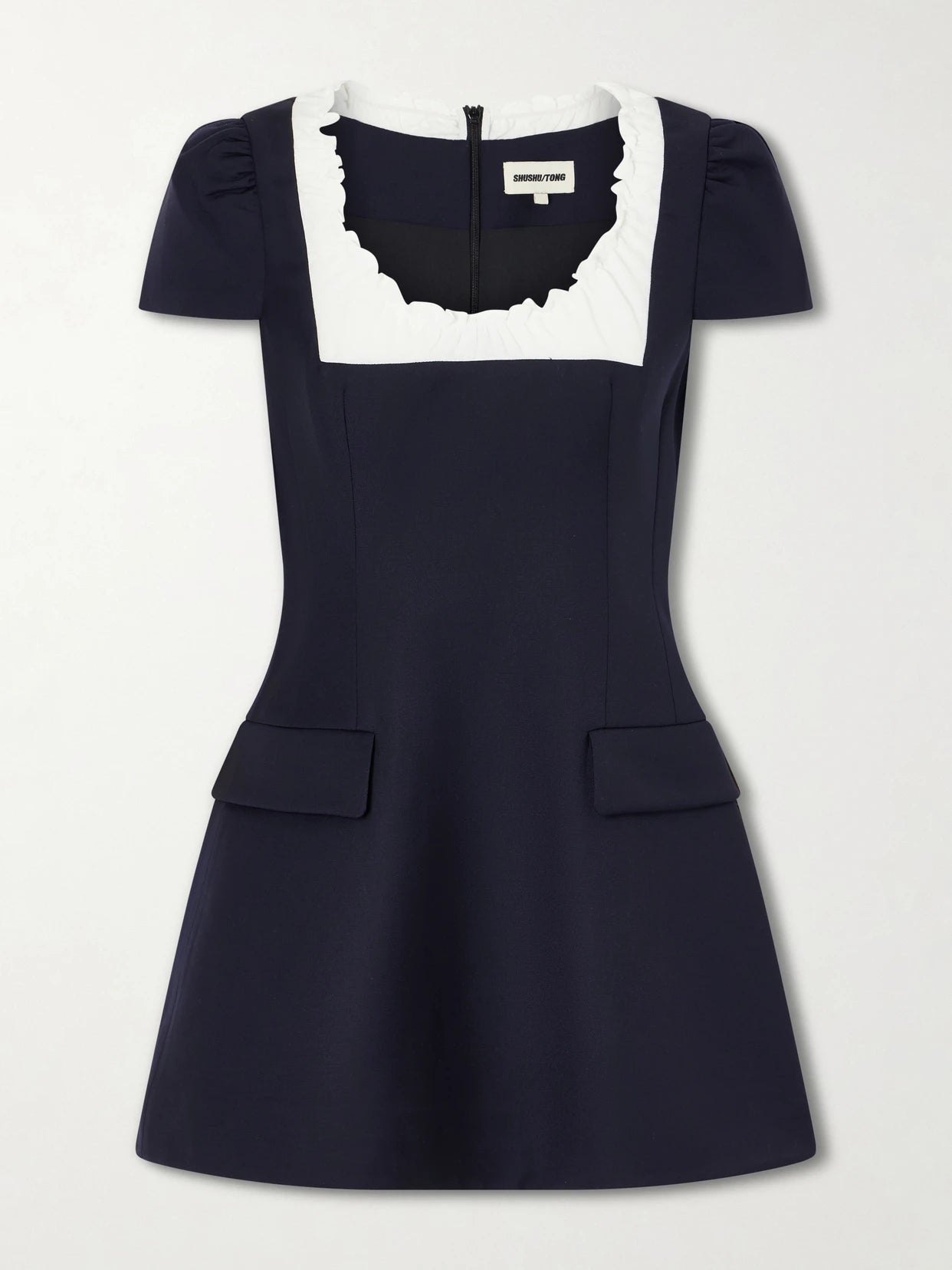 Scalloped Wool Mini Dress