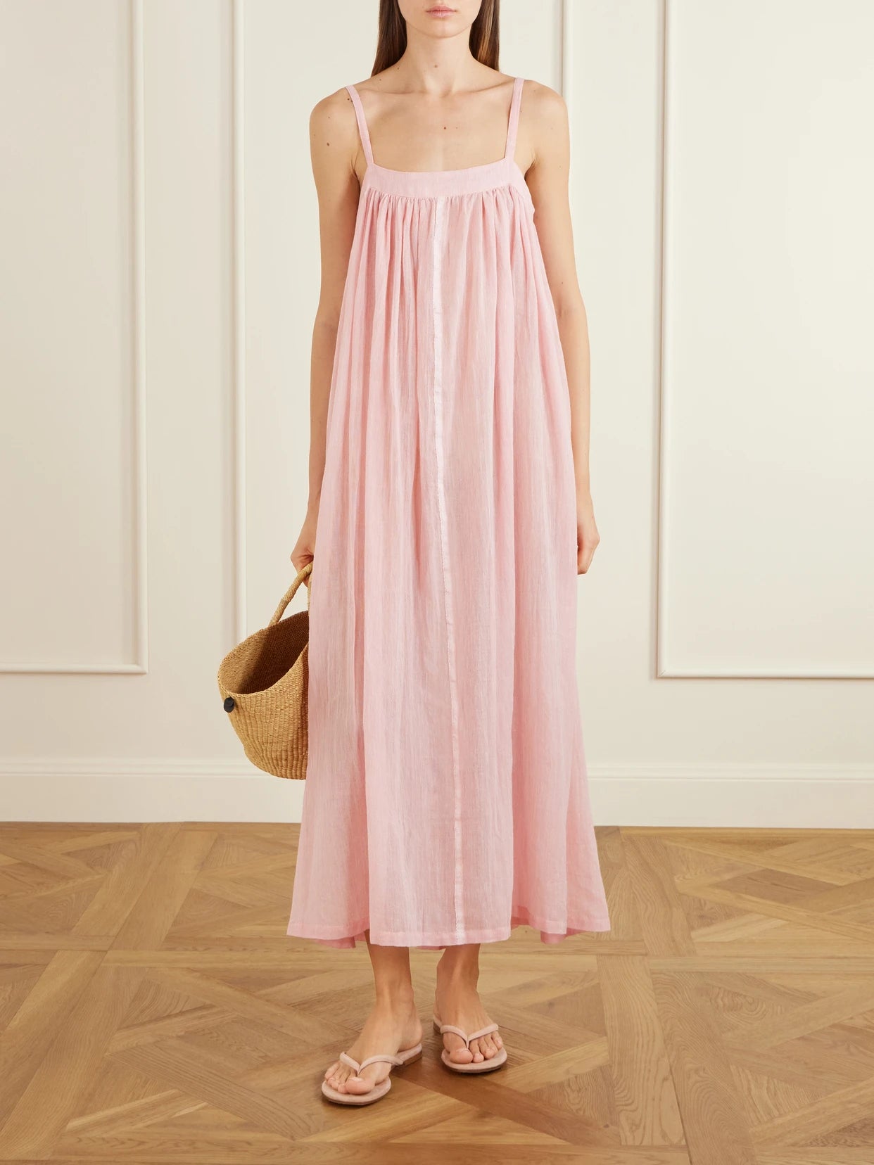 Image of Dresses. Product name - Eda Cotton-gauze Maxi Dress in Pink colour by brand - lemlem