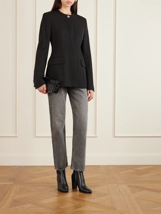 Image of Boots. Product name - Vitello Glove 85 Leather Ankle Boots in Black colour by brand - Gianvito Rossi
