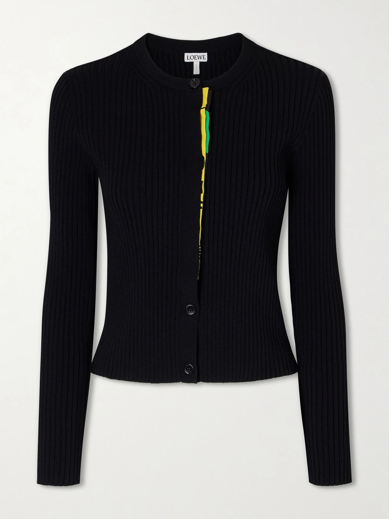 Satin-trimmed Ribbed-knit Cardigan