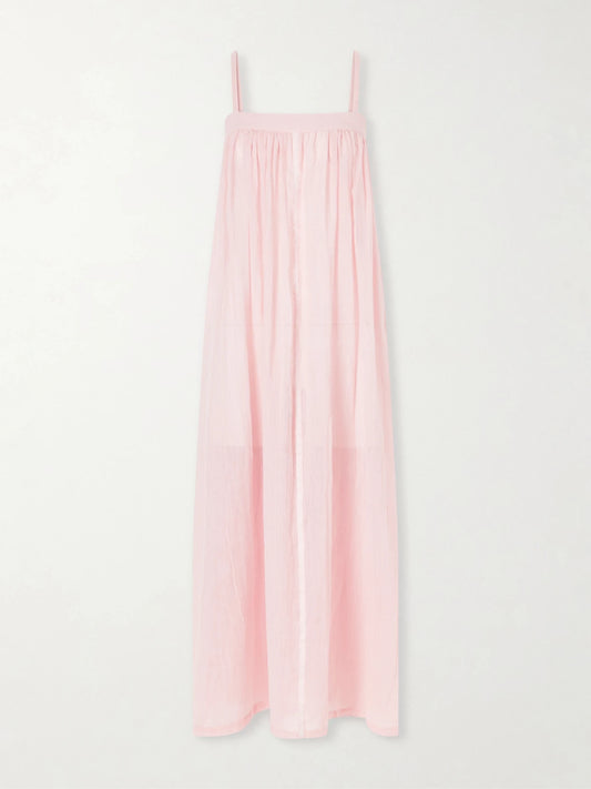 Image of Dresses. Product name - Eda Cotton-gauze Maxi Dress in Pink colour by brand - lemlem