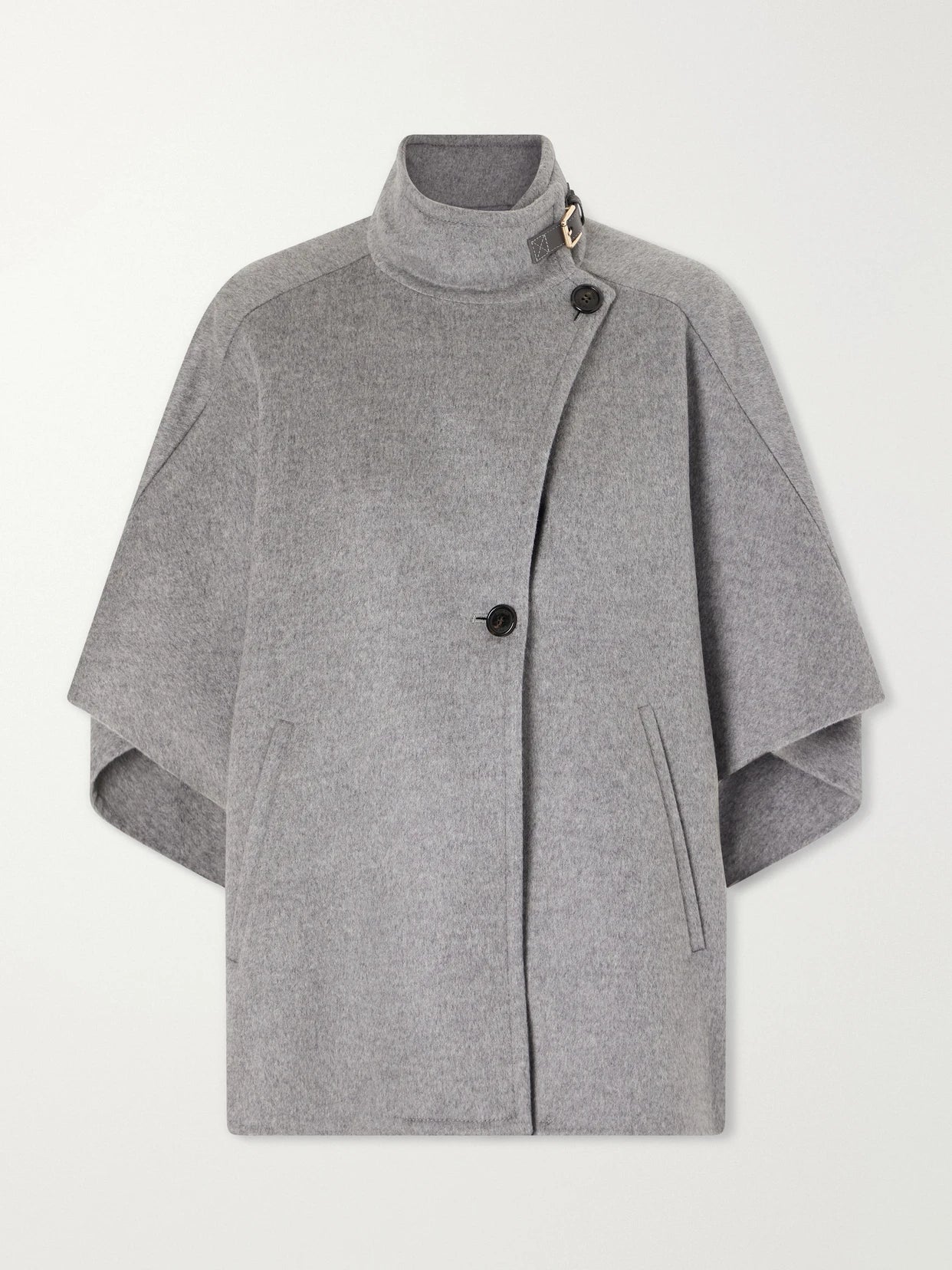 Buckled Leather-trimmed Cashmere Cape
